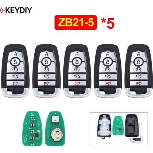5Pcs/Lot KEYDIY 5 Button Universal KD Smart Key ZB21-5 Car Key Remote Replacement for KD-X2 Fit for More than 2000 Models