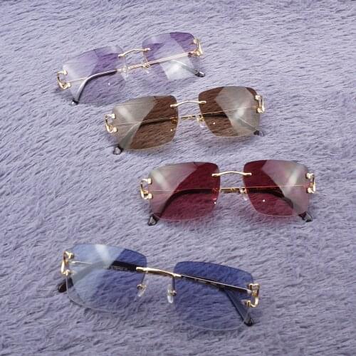 Vintage Oversize Rimless Sunglasses for Men Womens Fashion Eyewear for Driving Party Gafas De Sol Decoration Sun Glasses Frame