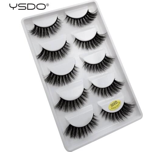 YSDO 5 pairs mink eyelashes hand made lashes natural false eyelashes cilios mink volume eyelashes 3d mink lashes fluffy lashes