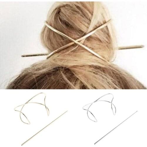 Fashion Creative Mental Irregularly Hairpin Curved Hairpin Simple Retro Girls Meatball Hairstyle Women Men Hot New Hair Sticks