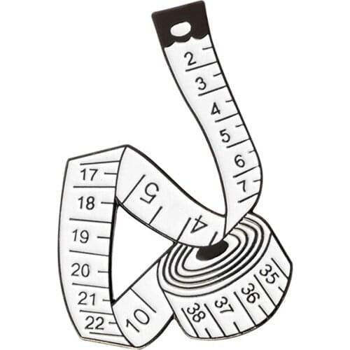 Pink Blue White Measuring Tap Enamel Brooches Denim clothes bag Button Badge Lapel Pins Jewelry gift for Women Girls