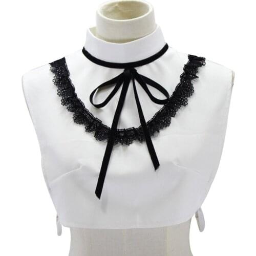 Stand Fake Collar Women Autumn Sweater Half Shirt Blouse Tops Bowknots False Collar Stand Detachable Collars for Women Decor