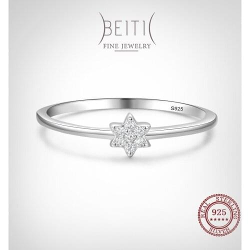 Beitil 100% 925 Sterling Silver Clear Zircon Plum Blossom Flower Rings Classic Beautiful Finger Rings Engagement Fashion Jewelry