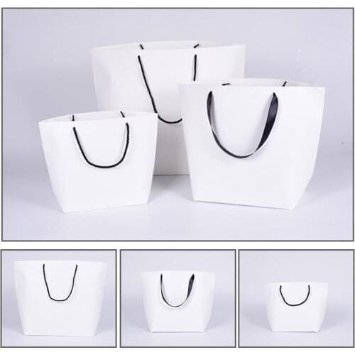 100PCS/LOT Pure White Paper Bag Free Printing Monochrome LOGO Ship-type Paper Bag/Paper Gift Bag
