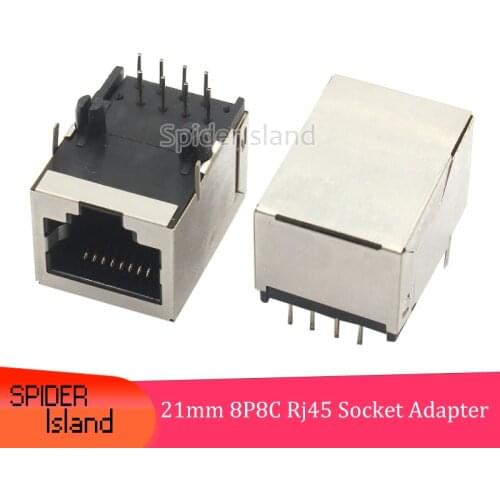21mm Rj45 59-8P8C Socket Connector Adapter Female Cable Connector Rj45 Jack Shielded for PCB Mounting