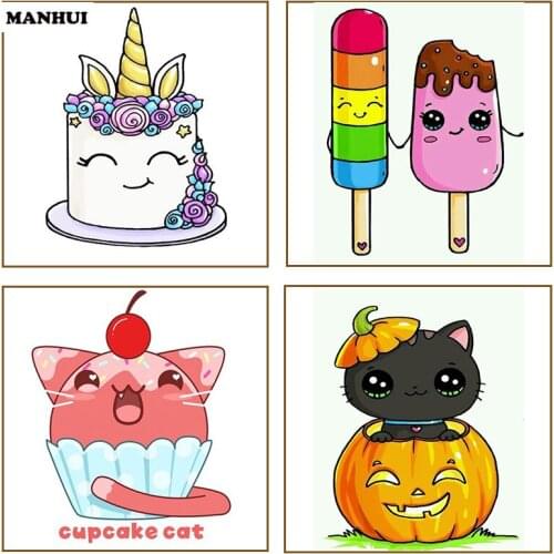 Diy Diamond painting Cake and ice cream pictures Diamond mosaic square/round icon Paste the whole picture MH382