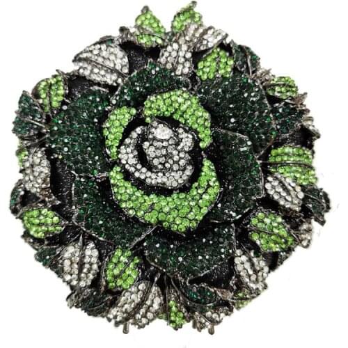 Bee In Fly New Womens Rose Flower Crystals Evening Bag Alloy Diamonds Clutch Bag Purse Wedding Party Evening Bag
