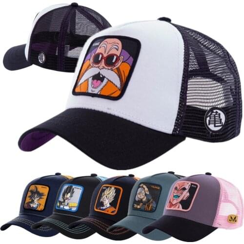 New DBZ Mesh Hat KAME Baseball Cap High Quality Black & White Curved Brim Snapback Cap Gorras Casquette Dropshipping