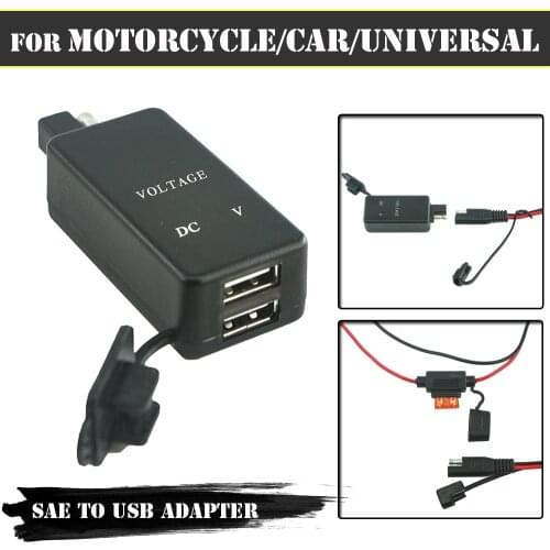 Moto Quick Disconnect Plug With Waterproof SAE To USB Adapter With Voltmeter Dual USB Charger For Smart Phone Tablet GPS For Car