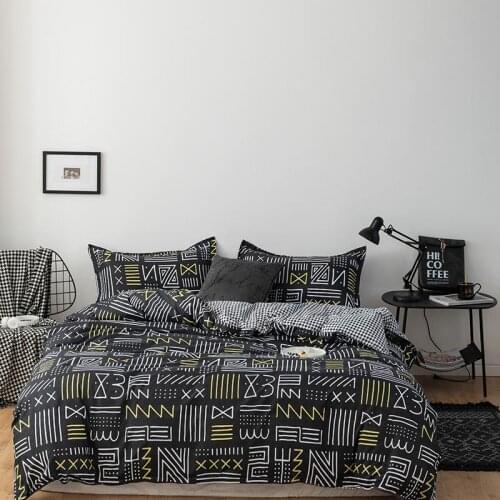 Black digital geometric pattern Duvet Cover 200x200 Pillowcase 3Pcs,Black and white grid Bedding Set,200x230/175x200 Quilt Cover