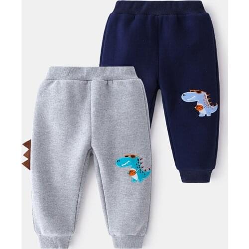Childrens Winter Cotton Pants for Boys Cartoon Thicken Add Velvet Sweatpants Baby Girls Casual Clothes for Teenagers Pants