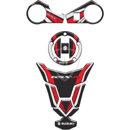 For Suzuki GSX-R GSXR 1000 2009-2016 Red Sticker Tank Cap Cover Pad Triple Tree Clamp Tank Grip Carbon Motorcycle 3D Decal