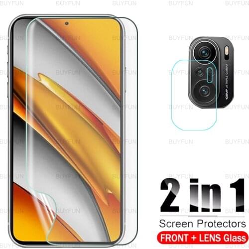 For Xiaomi Poco F3 6.67'' 2in1 full cover safety matte front hydrogel film for redmi redmy K40 Pro Plus clear camera glass