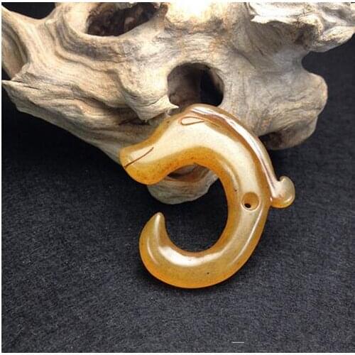 Prehistoric Liangzhu Culture jade ancient Hongshan jade jade dragon old natural jade pig dragon Hook Pendant C