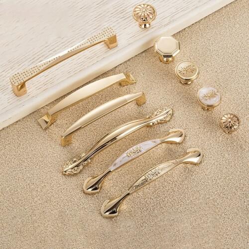European style rose gold cabinet door handle golden wardrobe drawer handle