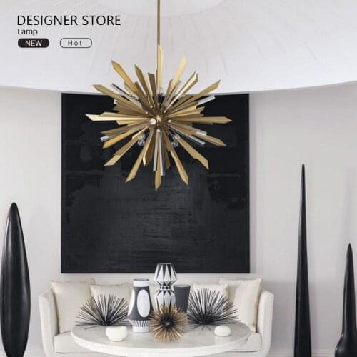 Living room dining room modern high-end custom stainless steel dandelion glass artistic personality chandelier