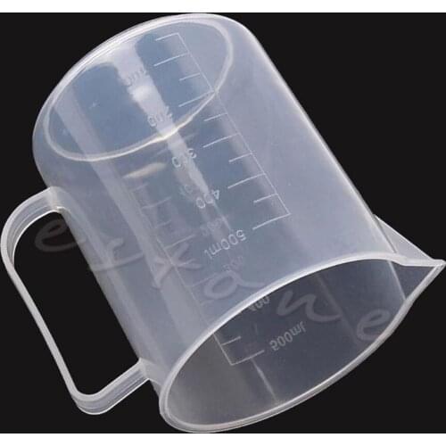 Kitchen Laboratory Test Tool Plastic Graduated Measuring Beaker Cup 500mL