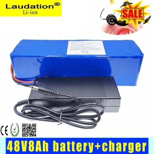 Laudation 48v 8ah 13s 3p Rechargeable Lithium Ion Battery With 2A Charger Built-in 15a BMS For Powerful Electric Bicycles