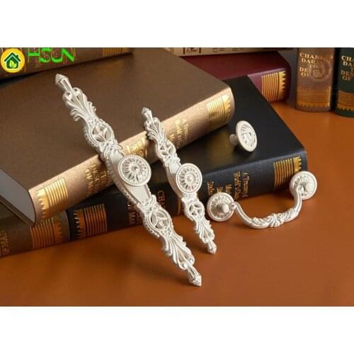 Lvory White Dresser Pulls Handles Backplate Flower Drawer Handle Chic Kitchen Cupboard Drop Pulls Furniture Hardware