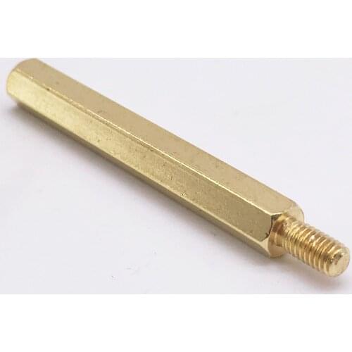 M2.5x25+6 Spacer Screws Hex Standoff Nuts Male to Female Brass Golden Pack 100