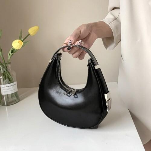 Half Moon Design Solid PU Leather Small Underarm Shoulder Bags 2021 Popular Women Brand Fashion Lady Party Handbags and Purses