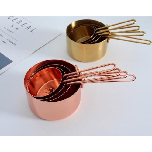 8pcs Stainless Steel Measuring Spoons Set Rose Gold Measuring Cups Kitchen Accessories Baking Tea Coffee Spoon Measuring Tools