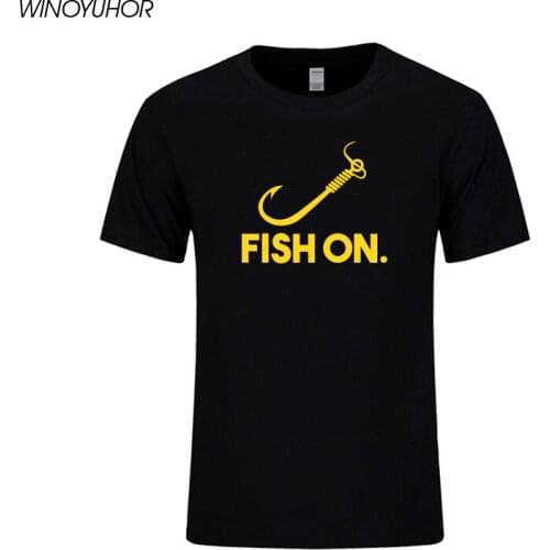 New Funny Fish on Fisher Hunter T Shirt Men Summer Casual Short Sleeve O-neck Tops Cool Printed Tee Camisetas Masculina