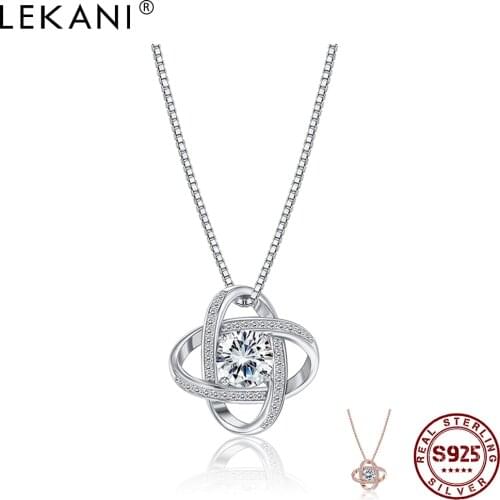 LEKANI 925 Sterling Silver Chokers Necklaces For Women Shining Large Zircon Geometric Ball Surround Pendant Necklace Hot Sale