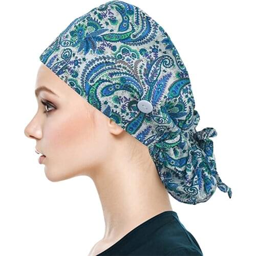 Unisex Adjustable Multicolor Print Sweat-absorbent Scrubs Hats Beautician Working Hat Men And Women Spa Caps enfermera Hats