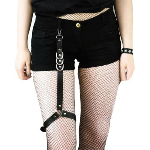 DYEFROB Sexy Women Leather Harness Thigh Straps Leg Garter Pastel Goth Jartiyer Sexy Wedding Stocking Bondage Mujer Pole Dance