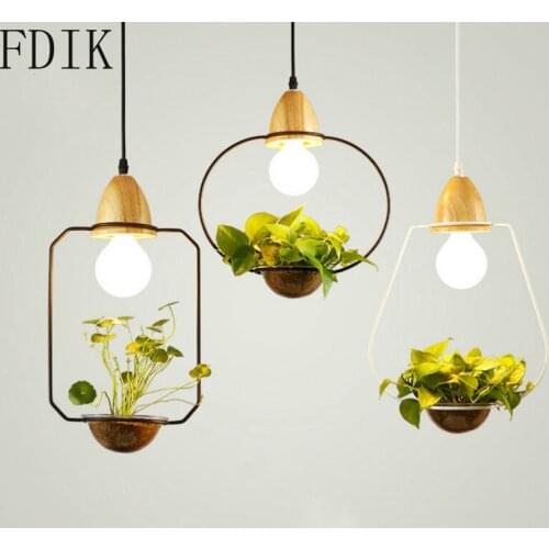 Nordic Plant Pot LED Pendant Light Modern Flower Pot Hanging Lamp for Living Room Restaurant Bar Iron Indoor Decoration Lighting