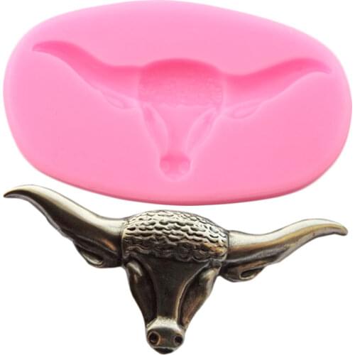 Bull Head Border Silicone Mold Chocolate Fondant Molds DIY Party Cake Decorating Tools Cupcake Baking Candy Polymer Clay Moulds