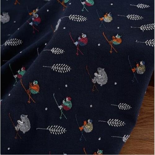 Cotton linen embroidered cloth Ski fabric Japanese Korean style womens clothing luggage pillow clothing fabric