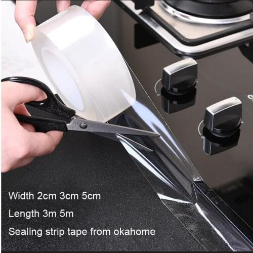 Kitchen Sink Waterproof Mildew Self-adhesive Transparent sealing strip Tape Bathroom Toilet Crevice Strip Pool Water Seal