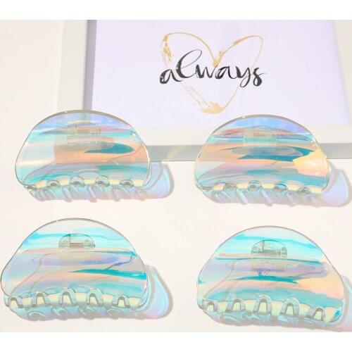 New Fashion ins beauty girl pattern Bright color Acrylic Hair Claw Clips Crab For Women girl Hair accessories Headdress