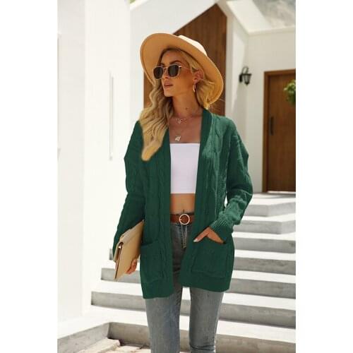 Autumn And Winter Women Solid Color Long Sleeve Knit Cardigan Coat Leisure Loose Ladies Coat Popular All-Match Coats