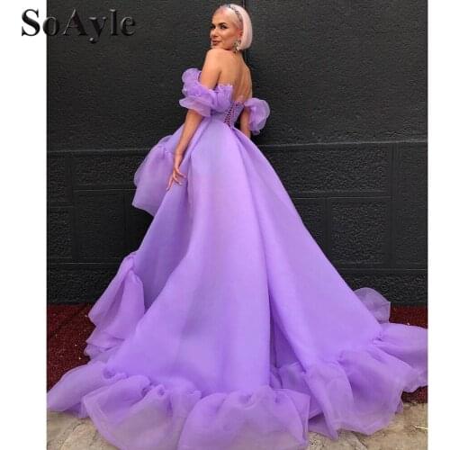 SoAyle Purple Prom Dresses Graceful vestidos de gala Sweetheart Ball Gown Ruffles Organza Chic Dresses