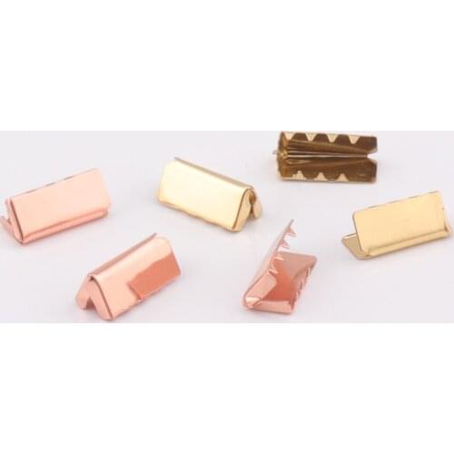 Gold rose gold Ribbon End Clamp Cord Crimps 3/4"inch (19mm) End Caps Ribbon Crimp Cord End caps Ribbon End Cap Crimp Beads