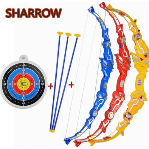 1Set Kids Sets Childrens Toy Bow Light Up Plastic Soft Sucker Arrow with Target For Outdoor Game Archery Accessories