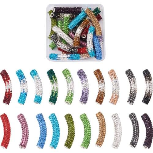 1 Box Brass Middle East Rhinestone Beads Tube Mixed Color for DIY Accessories Jewelry Making Earrings Bracelets Hole: 4mm