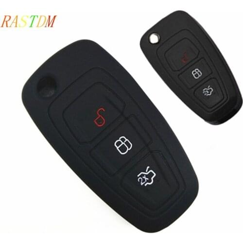 1 Silicone car smart key cover remote bag fit for Ford Focus 3 MK3 ST RS Ecosport kuga escape New fiesta , 3 Buttons smart key