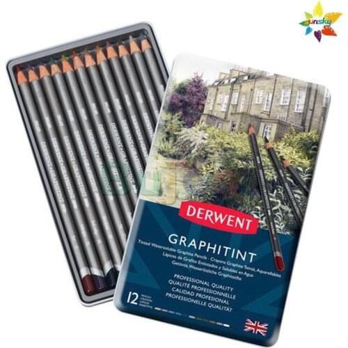 12 color 0700802 Derwent Graphitint Water soluble color lead graphite color pencil dream soft tone professional water color pen