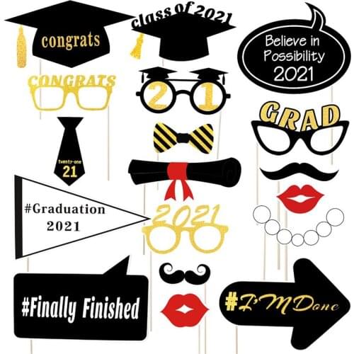 18pcs Class Graduation Season Selfie Grad Cake Topper Grad Party Favors Grad Photo Props