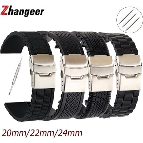 20mm 22mm Silicone Watch Bands For Samsung Active 43mm 47mm for Fossil Watch Strap 24mm Rubber Sport Waterproof Band Accessories