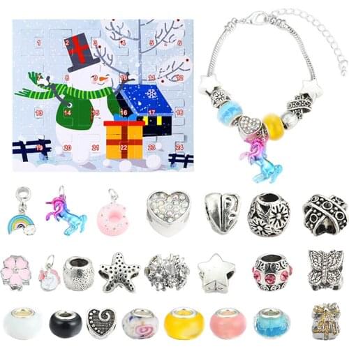 2020 Christmas Countdown Calendar Christmas Themed DIY Charm Bracelet Making Kit Jewelry Gift For Women Jewelry Accessories