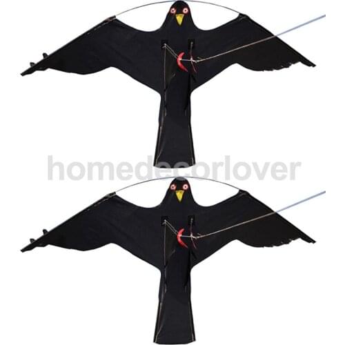 2x Black Flying Hawk Kite #2 Owl Bird Hunting Decoy Deterrent Repeller Garden Weed Pest Scarer Outdoor Kids Toys