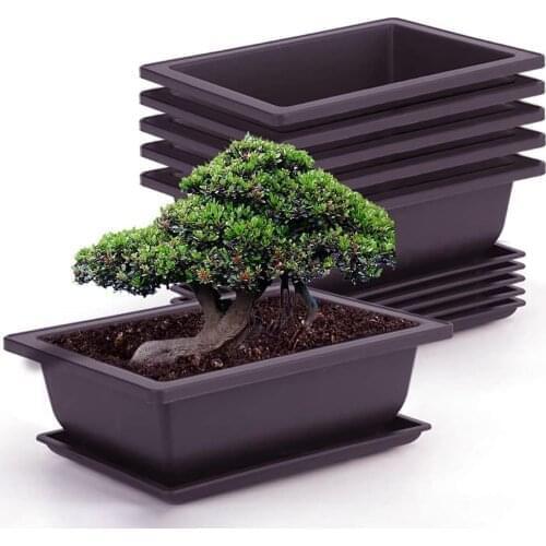 6 Pieces Plastic Plant Pots, Flowers Bonsai Pots With Balcony Rectangular Plants Bowl Nursery Pots Balcony Garden Flower Pot