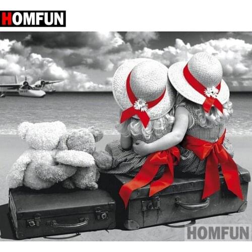 HOMFUN Full Square/Round Drill 5D DIY Diamond Painting "Child bear" Embroidery Cross Stitch 5D Home Decor A00560