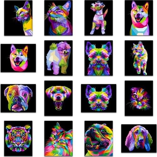 Full Square Diamond mosaic Animal dog tiger 5D DIY Diamond painting Cross stitch colorful cat 3d Round Diamond embroidery teddy