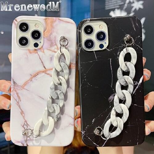 For iPhone 12 Retro Marble Bracelet Wrist Chain Phone Case For iPhone 11 Pro Max X XR XS SE2 7 8 Plus Luxury Soft Silicone Cover